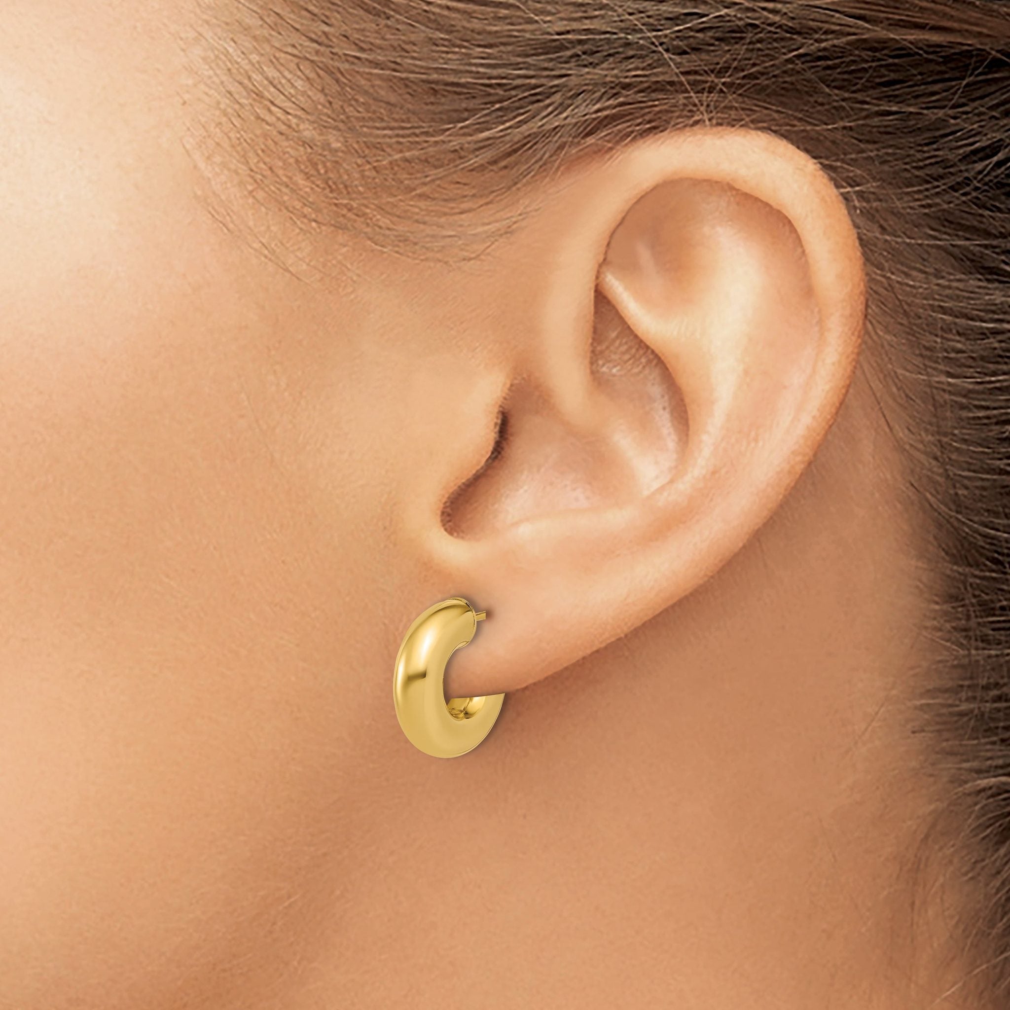 14K Polished J-Hoop Post Earrings