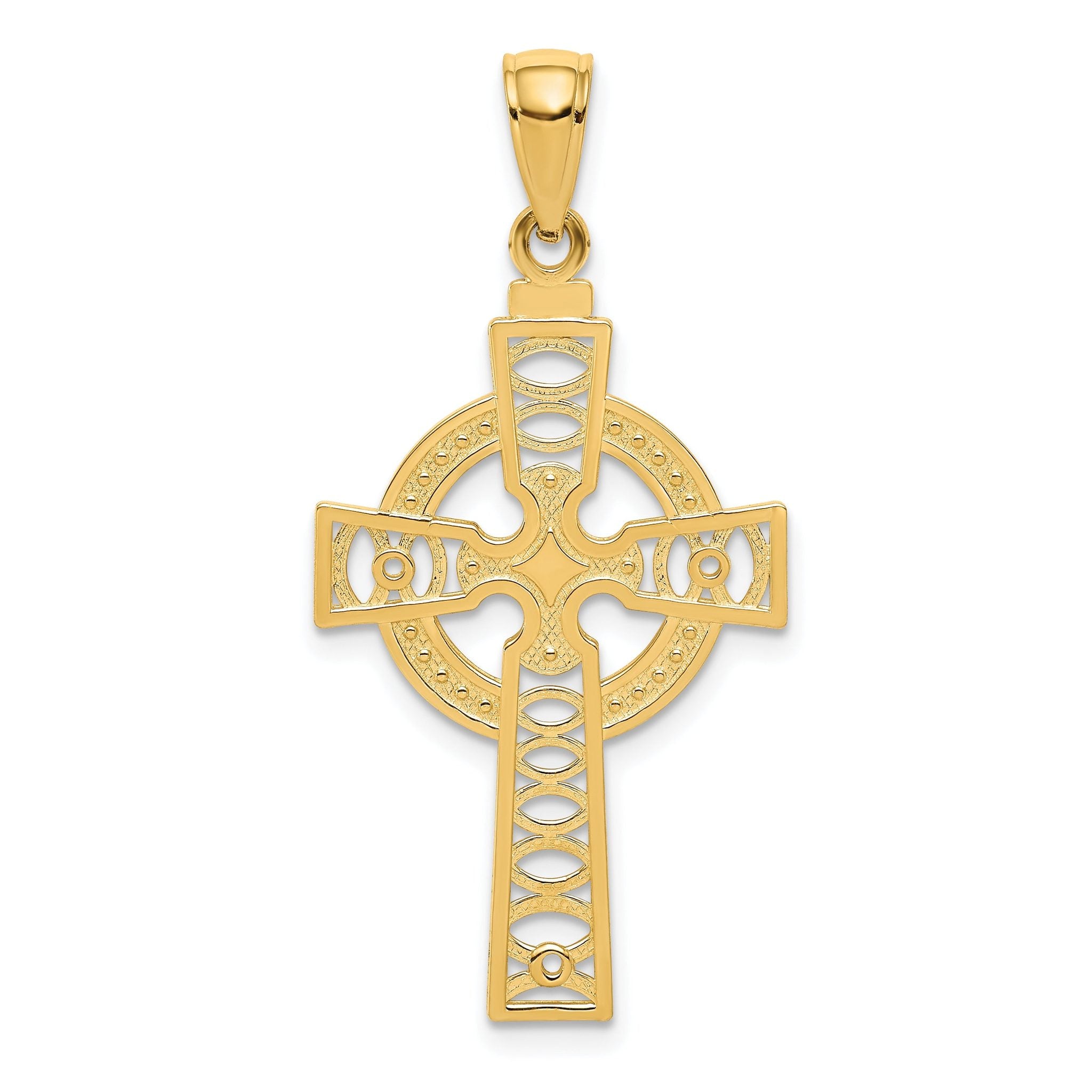 14K Gold Celtic Cross with Eternity Circle Pendant  Solid Cast, Elegant Design Main image