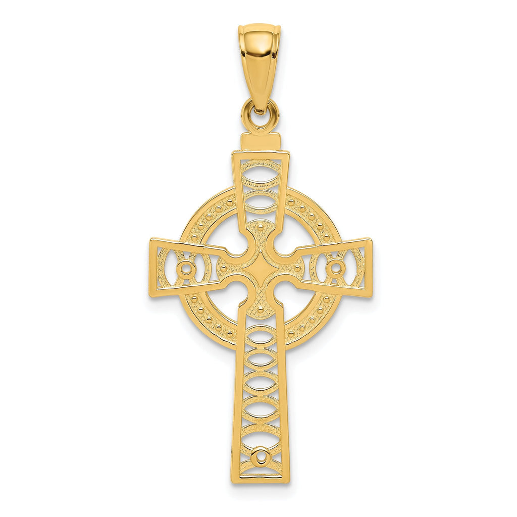 14K Gold Celtic Cross with Eternity Circle Pendant  Solid Cast, Elegant Design