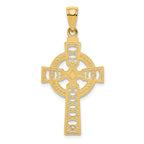 14K Gold Celtic Cross with Eternity Circle Pendant  Solid Cast, Elegant Design