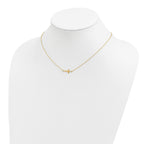Sterling Silver Gold-tone With  2in ext. Sideways Cross Necklace