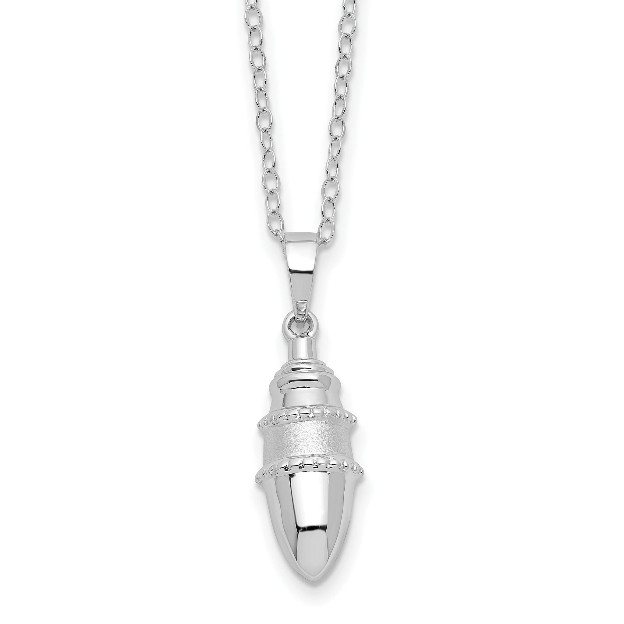 Sentimental Expressions Sterling Silver Rhodium-plated Beaded Bulb Shaped Ash Holder 18 Inch Necklace Main image