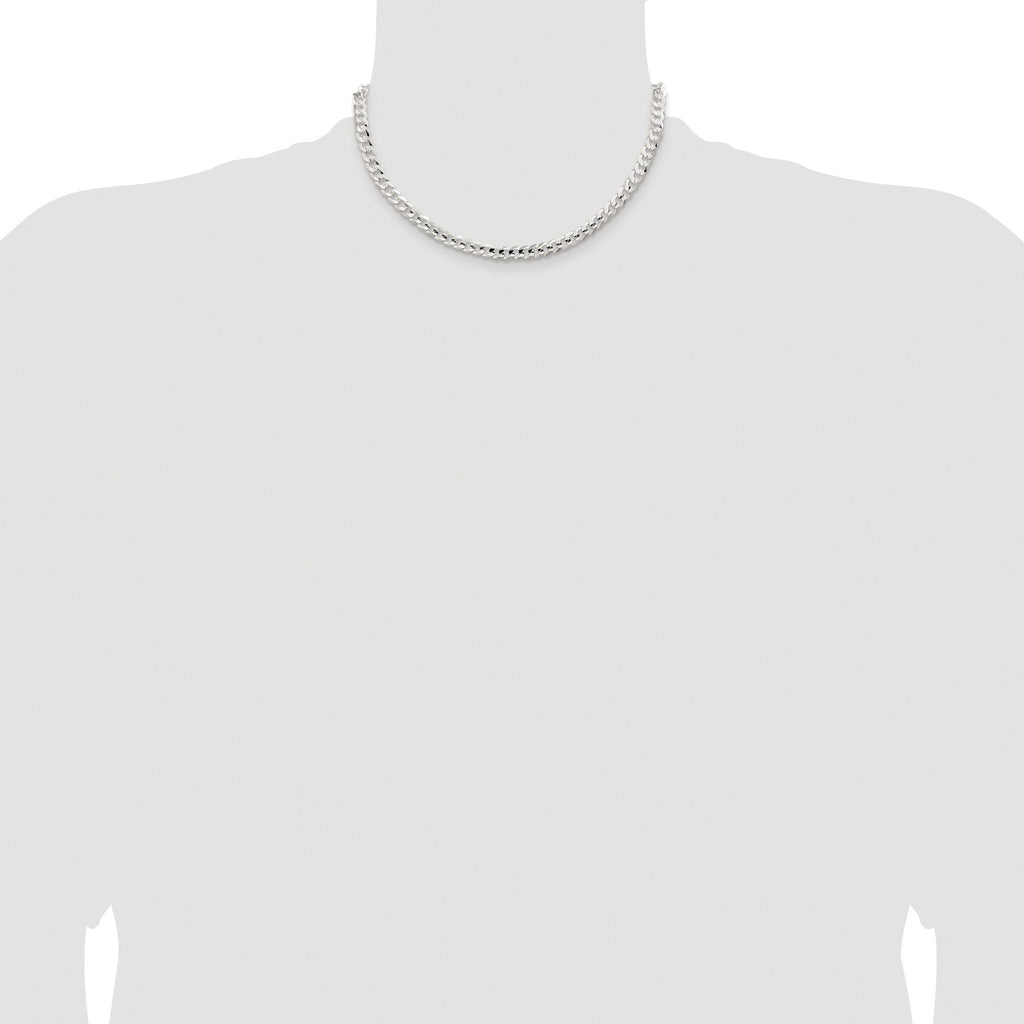 Concave Beveled Curb Chain in Sterling Silver, 5.65mm