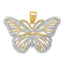 14K Gold and Rhodium Butterfly Pendant with Polished Finish