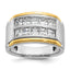 14k Two Tone 2 carat Lab Grown Diamond VS/SI+ G+ Princess Complete Polished and Satin Two Row Men's Ring