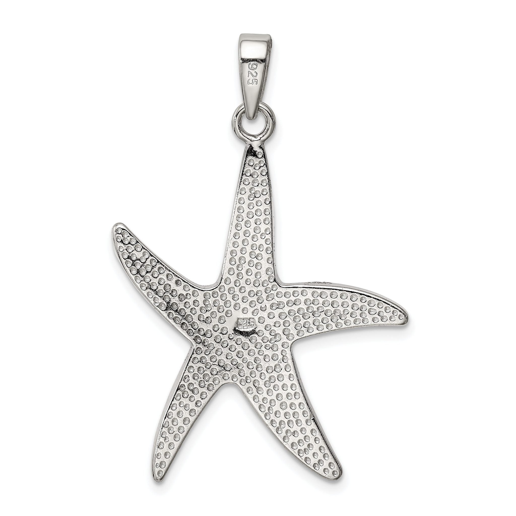 Sterling Silver 925 Opal Starfish Pendant with Rhodium-Plated Finish