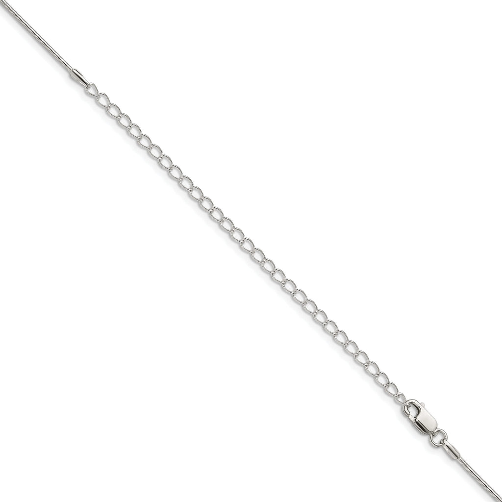 Sterling Silver 1mm Snake Chain With 2 Inch Extension