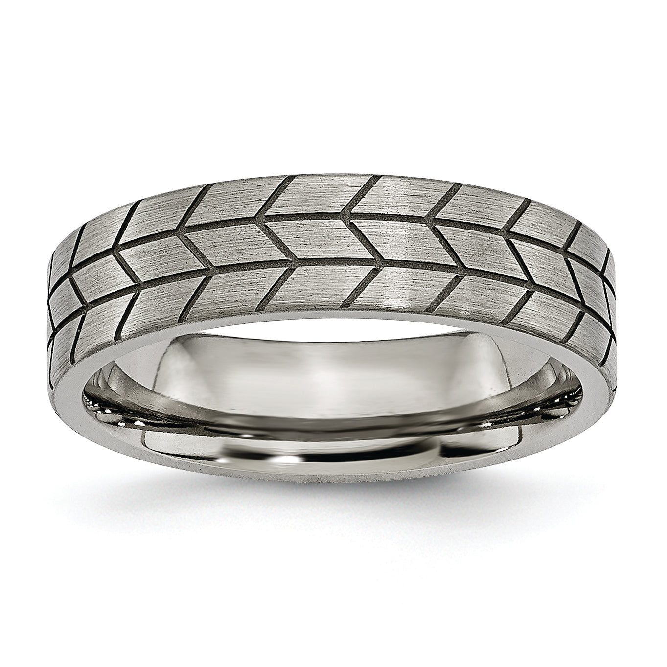 Titanium Brushed Unisex Wedding Band with Flat Tread Design Main image