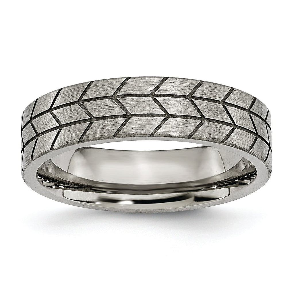 Titanium Brushed Unisex Wedding Band with Flat Tread Design