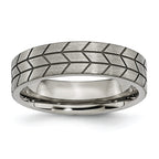 Titanium Brushed Unisex Wedding Band with Flat Tread Design