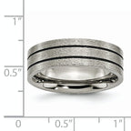 Chisel Titanium Brushed Black Enamel Grooved 7mm Flat Band