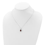 Sterling Silver Rhodium Polished Garnet & CZ Necklace