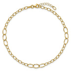 14K Oval Link 9 inch Plus 1 inch Extender - Total 10 inch Anklet