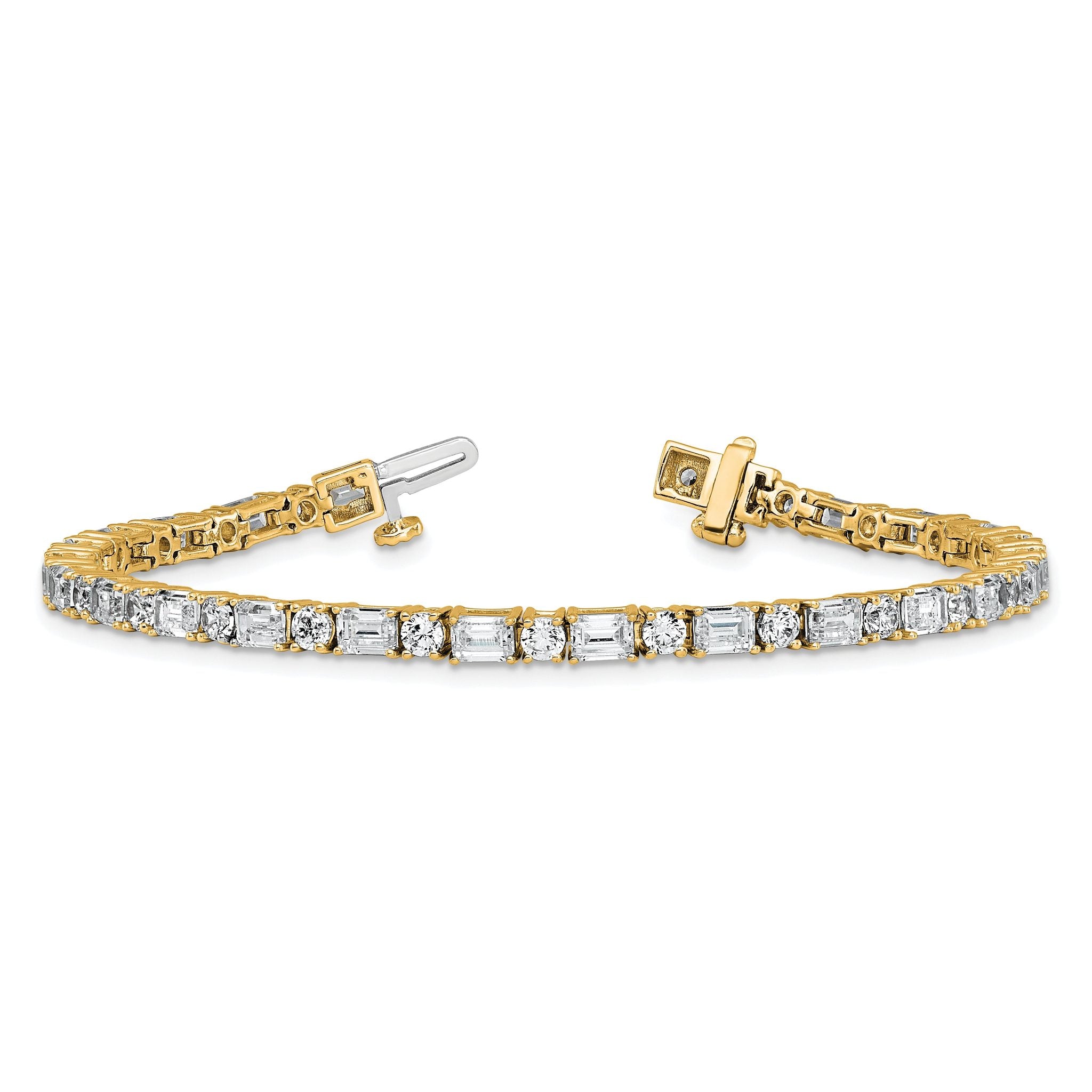 14k 7 carat Lab Grown Diamond VS+ F+ Complete Emerald and Round Tennis Bracelet