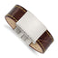Stainless Steel Polished Brown Leather/Yellow Stitch ID Bracelet for Men