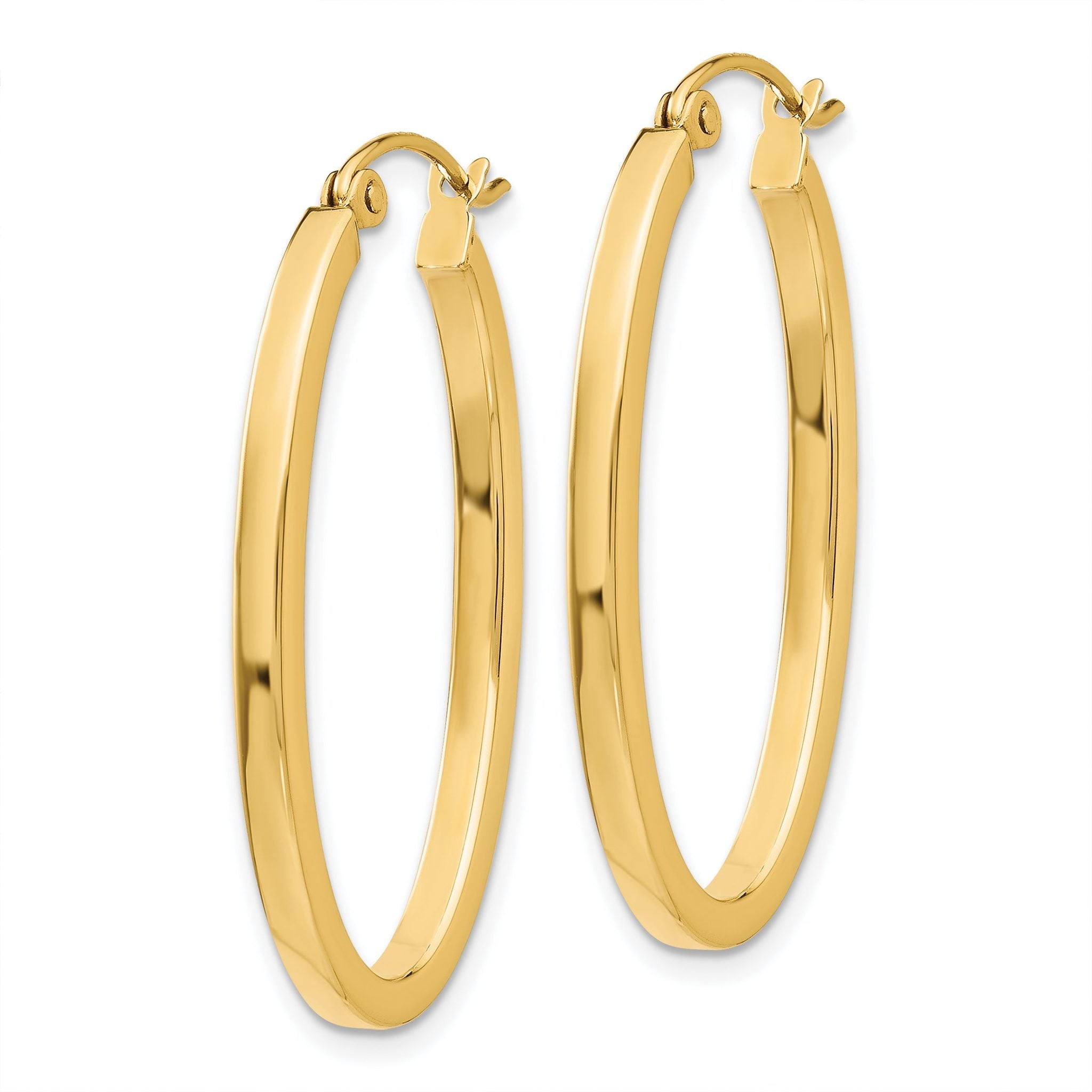 14k 2mm Oval Hoop Earrings Secondary image