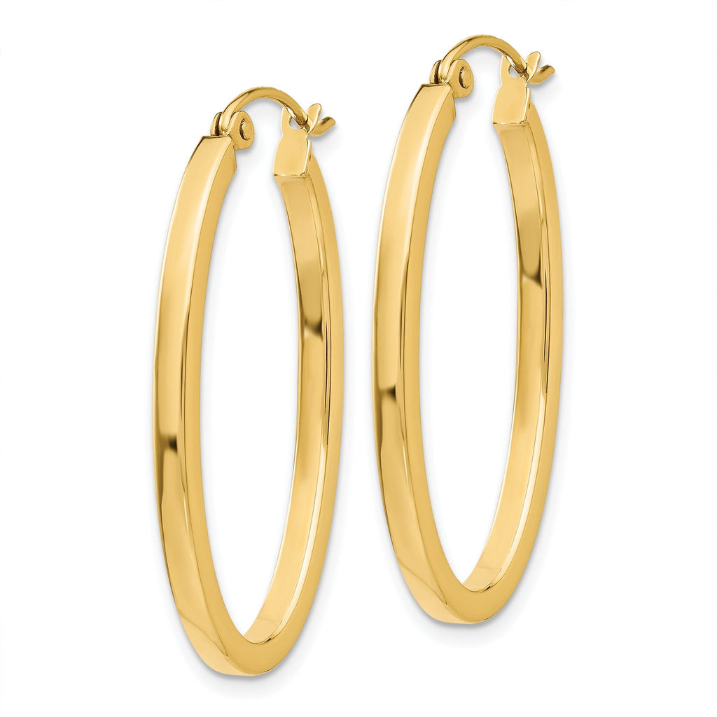 14k 2mm Oval Hoop Earrings