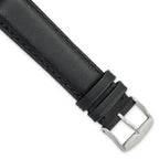 Full Oil Leather Watch Band in Black with Steel Buckle, 24mm