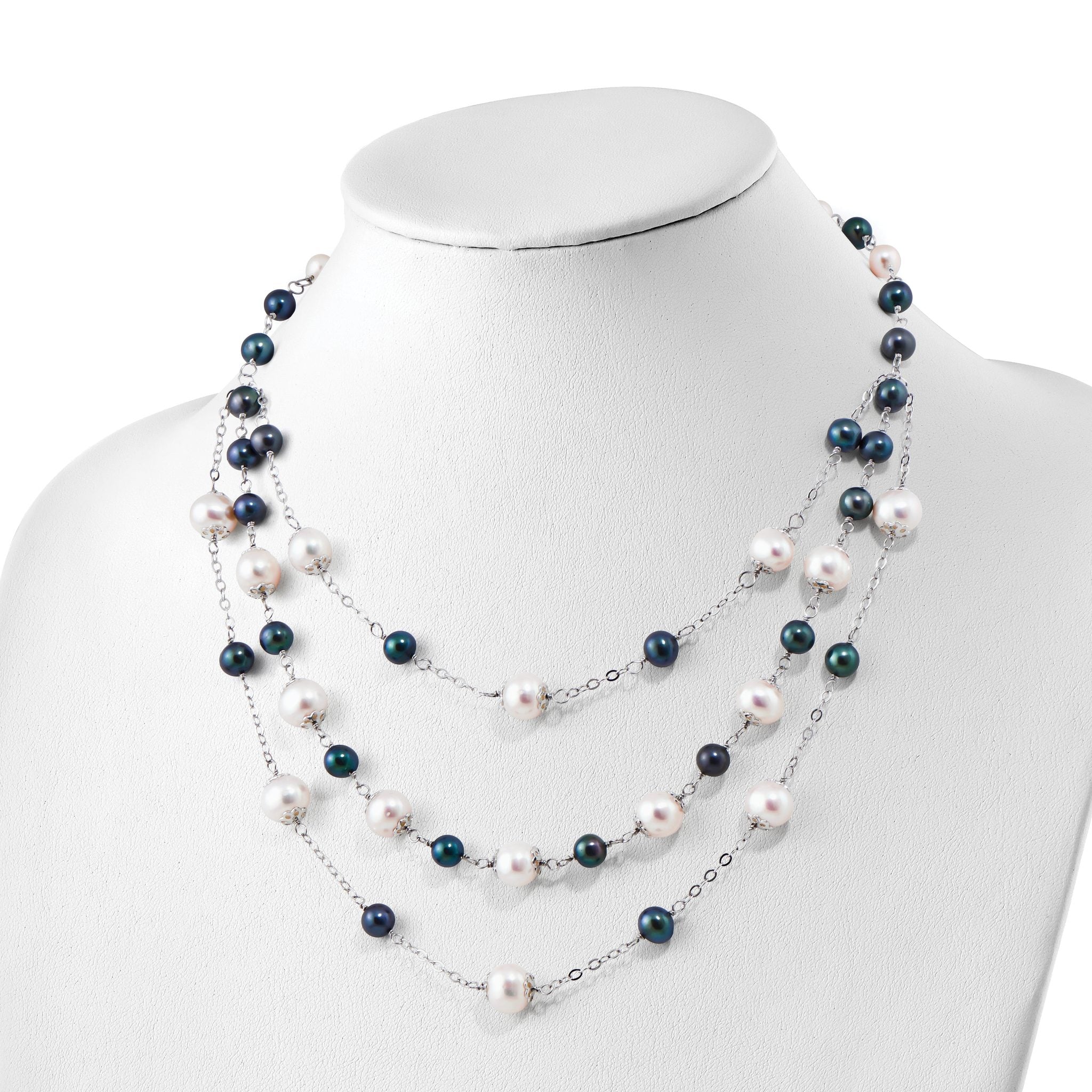 Sterling Silver Multi-Color Freshwater Pearl Necklace with Extender Secondary image