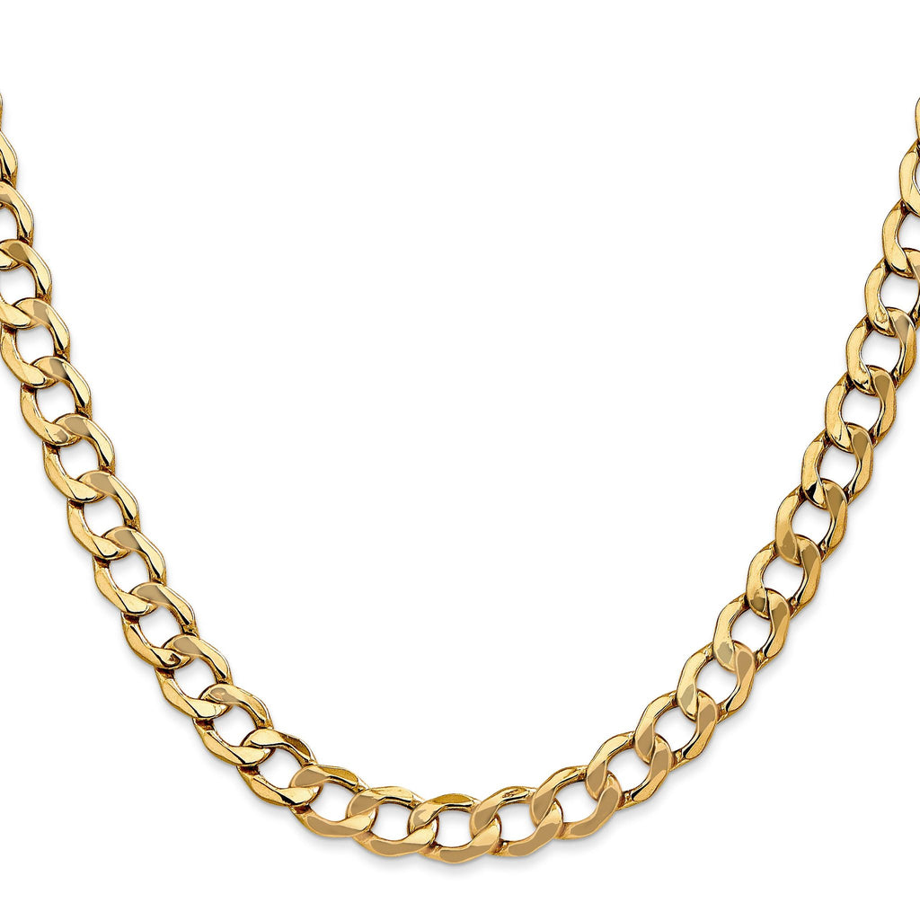 Curb Link Chain Bracelet in 10K Yellow Gold, 7mm