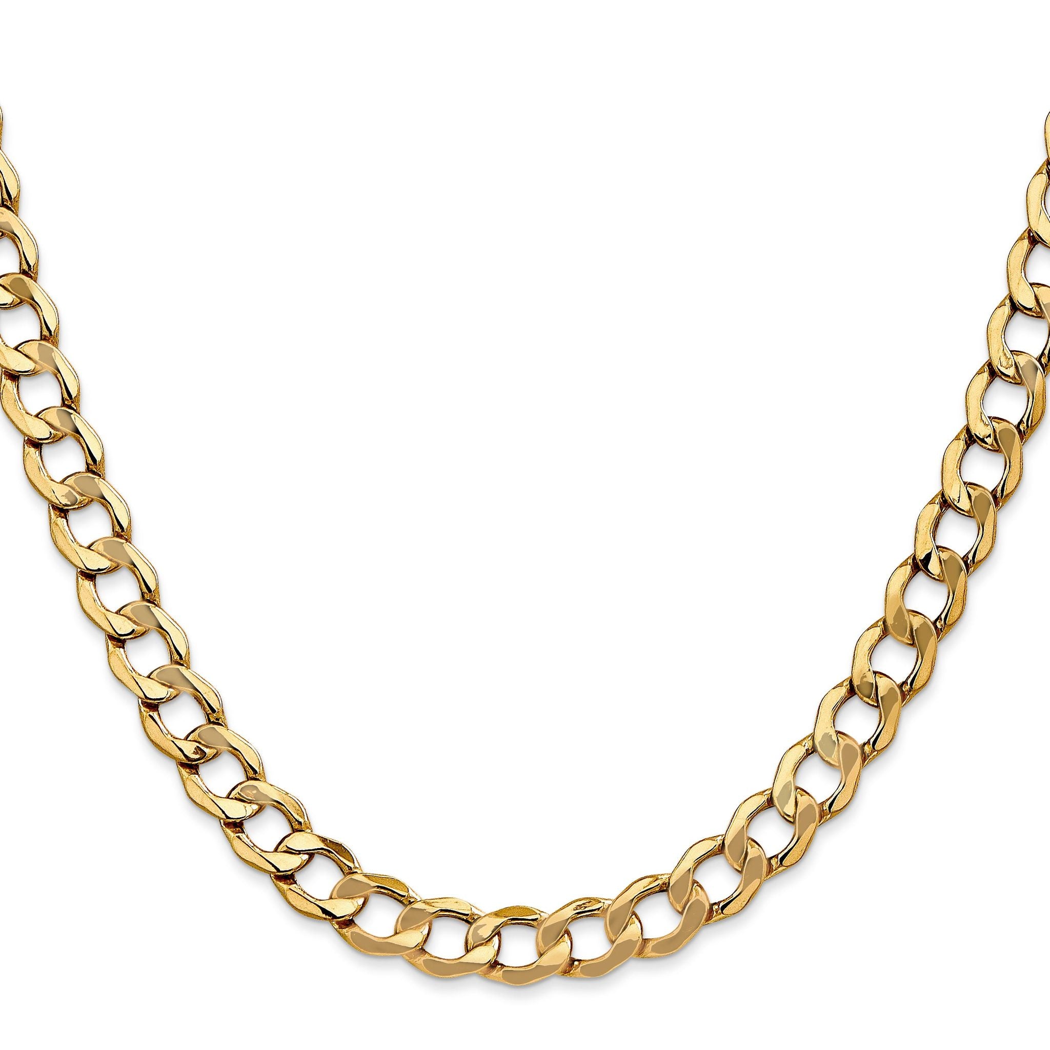 Curb Link Chain Bracelet in 10K Yellow Gold, 7mm