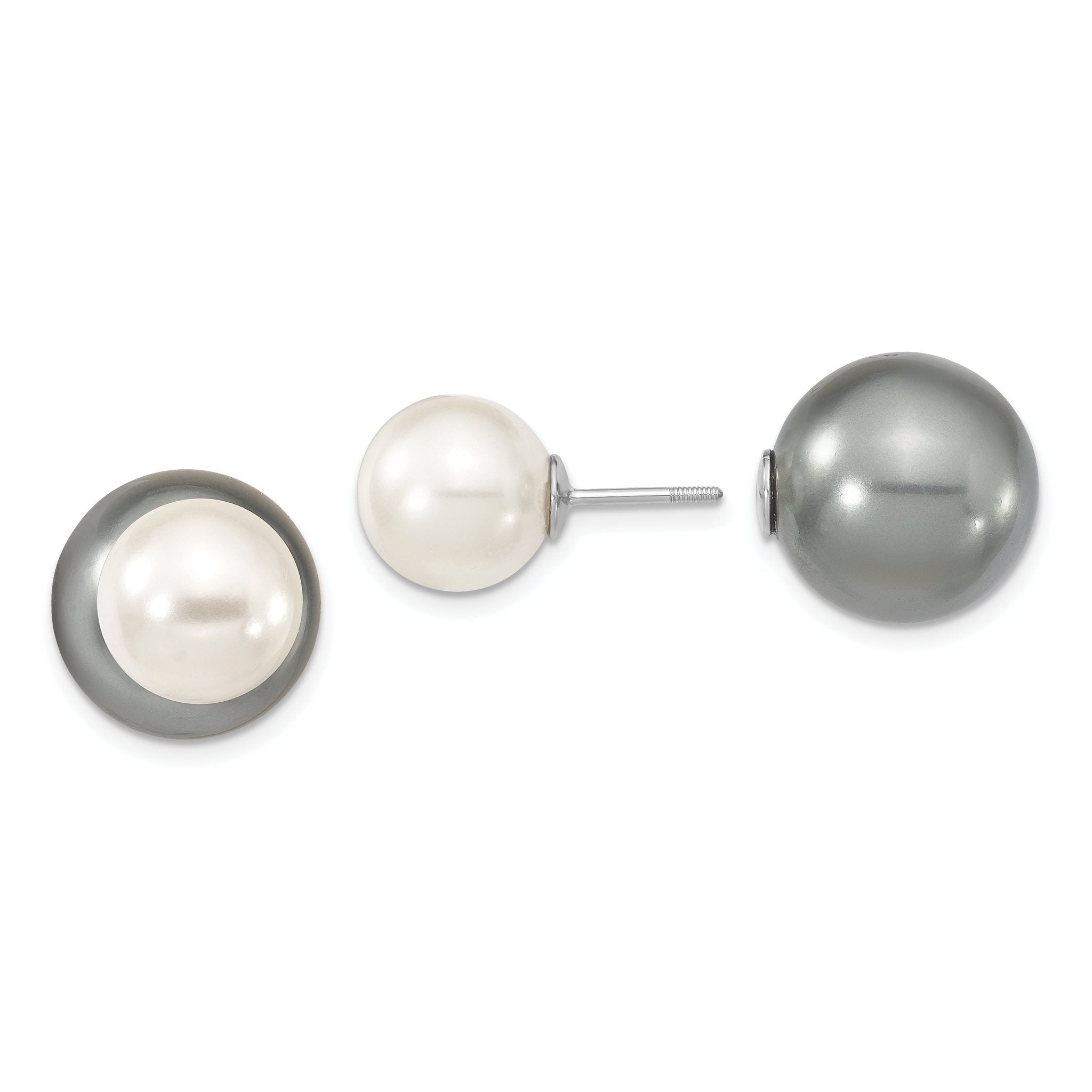 Majestik Rhodium-Plated Sterling Silver Dual Pearl Post Earrings Gift Ready