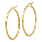 10K Gold Diamond-Cut Hoop Earrings with Polished Finish  2mm Round