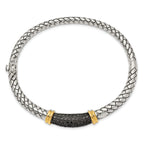 Sophia Jewelers Sterling Silver 14K Accent Black Diamond Bangle Bracelet