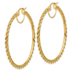 14k Polished and D/C Rope 2.95mm Hoop Earrings