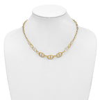 14K Polished and Diamond cut Fancy Link Necklace