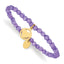 Stainless Steel Polished Yellow IP-plated Heart 4mm Light Purple Jade Beaded Stretch Bracelet for Women