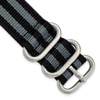 Two-Piece Ballistic Nylon Watch Band in Black & Grey, 24mm