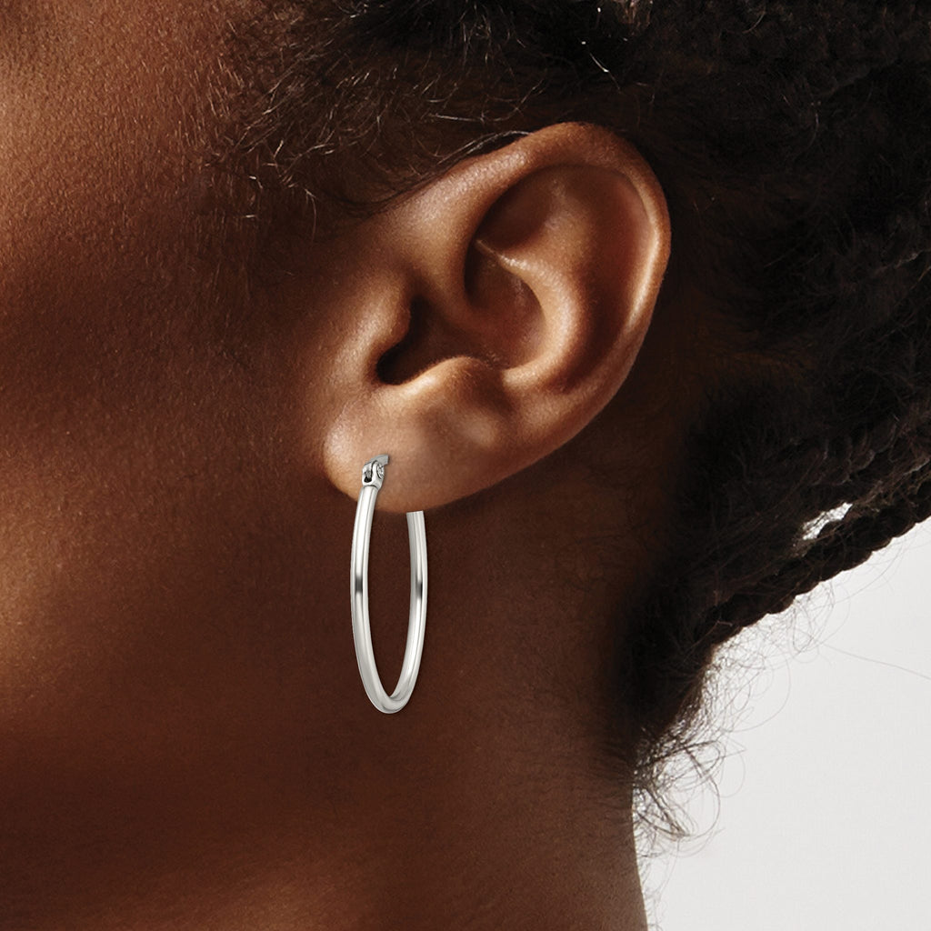 Stainless Steel Polished Oval Hoop Earrings for Women