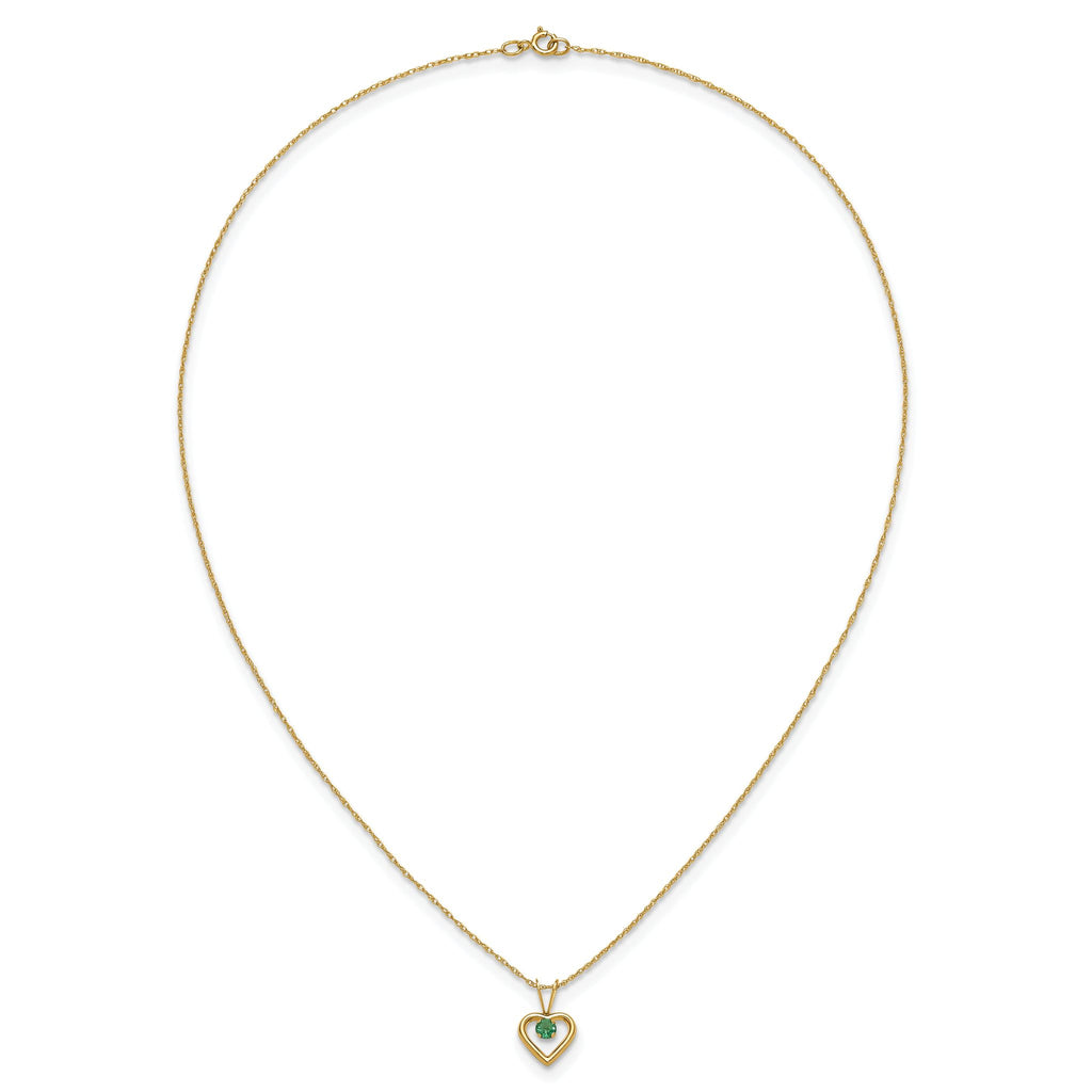 10k Madi K 3mm Emerald Heart Birthstone Necklace