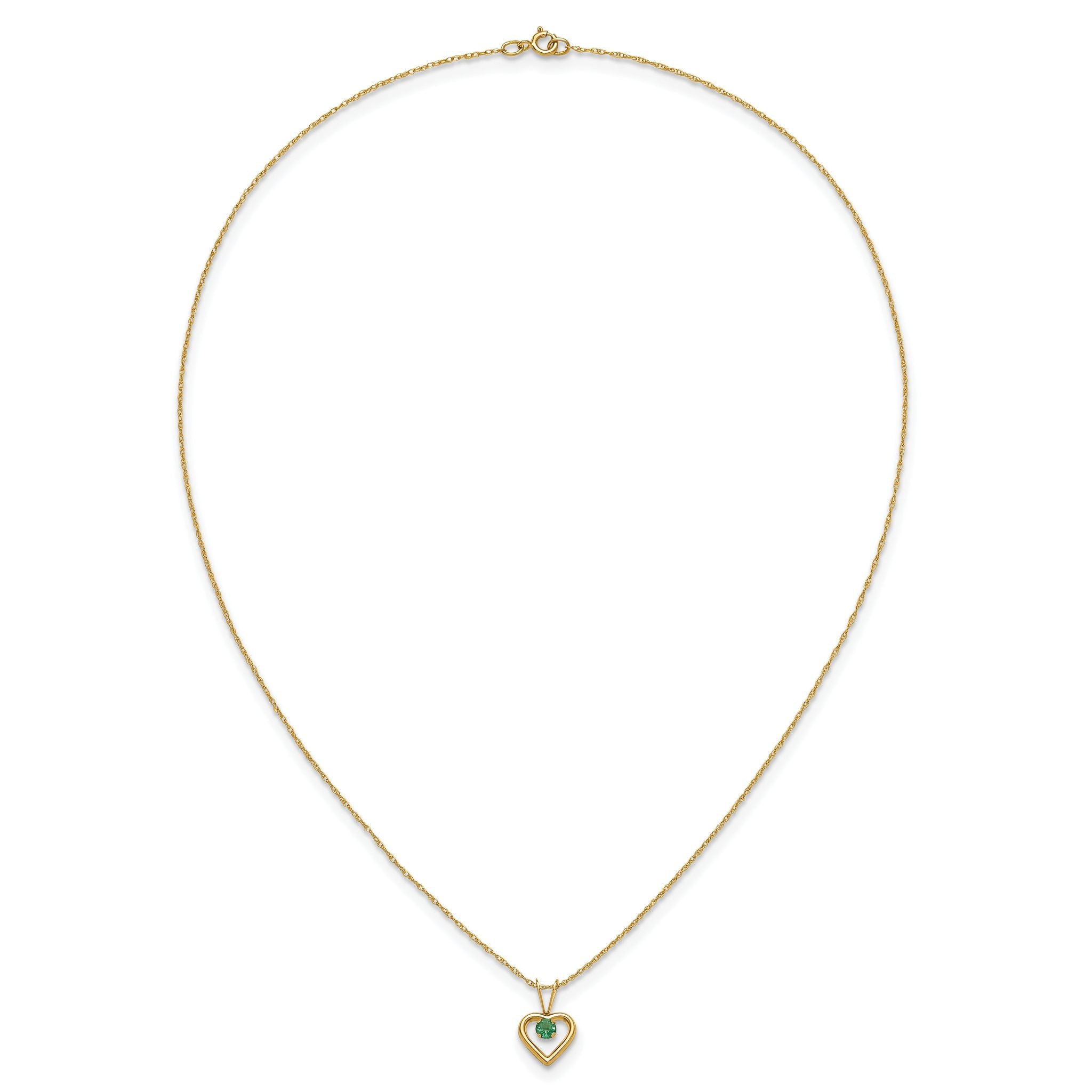 10k Madi K 3mm Emerald Heart Birthstone Necklace