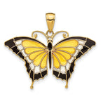 14K Yellow Gold Enameled Butterfly Pendant with Multi-Color Accents Polished Finish