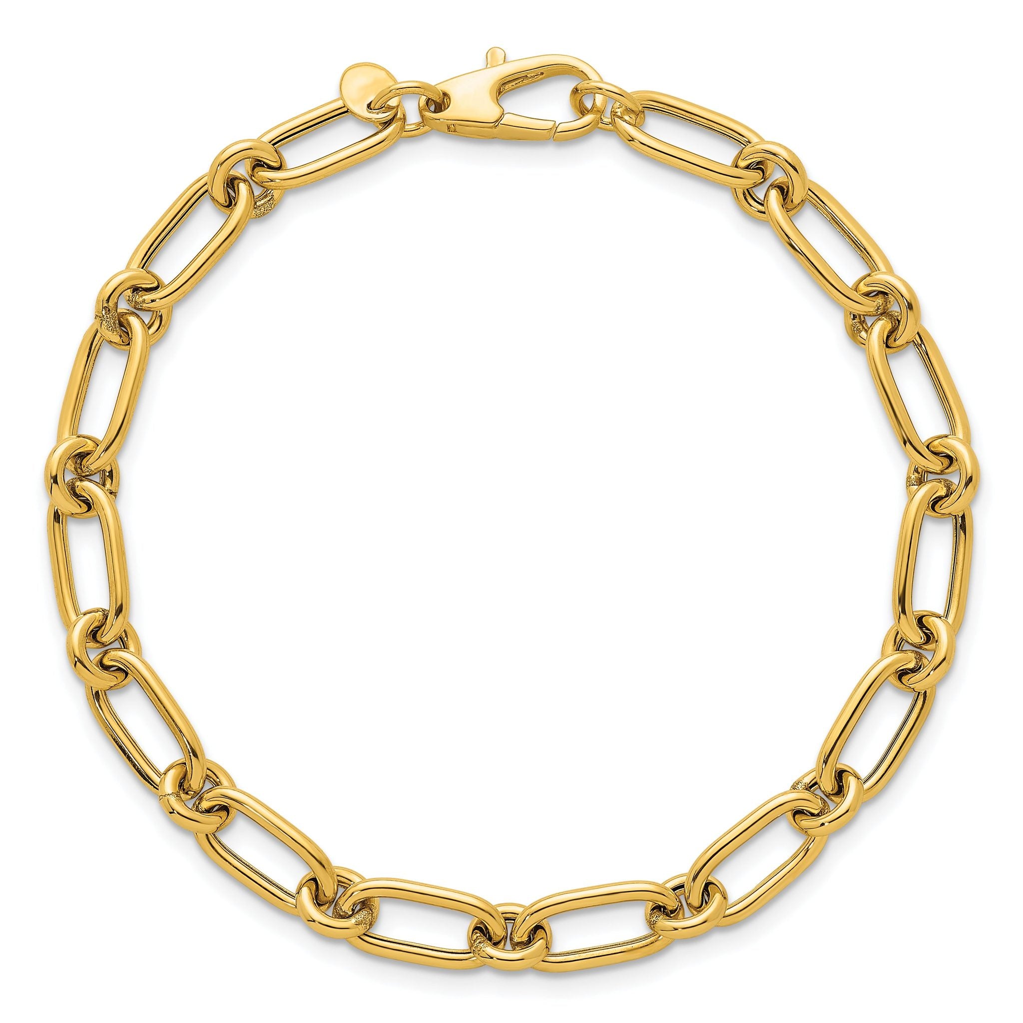14k Polished 6mm Oval and Circle Link 7.5 inch Bracelet