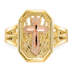 10k Two-tone Filigree Cross Ring