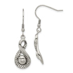 Stainless Steel Infinity Dangle Earrings with Polished Antiqued Finish Gift Ready