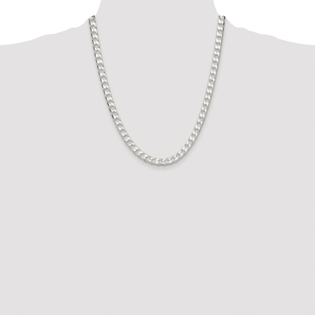 Sterling Silver Rhodium-plated 5.75mm D/C Square Curb Chain