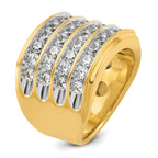 14k with White Rhodium Men's Polished 4-Row 3 5/8 Carat AA Quality Diamond Ring