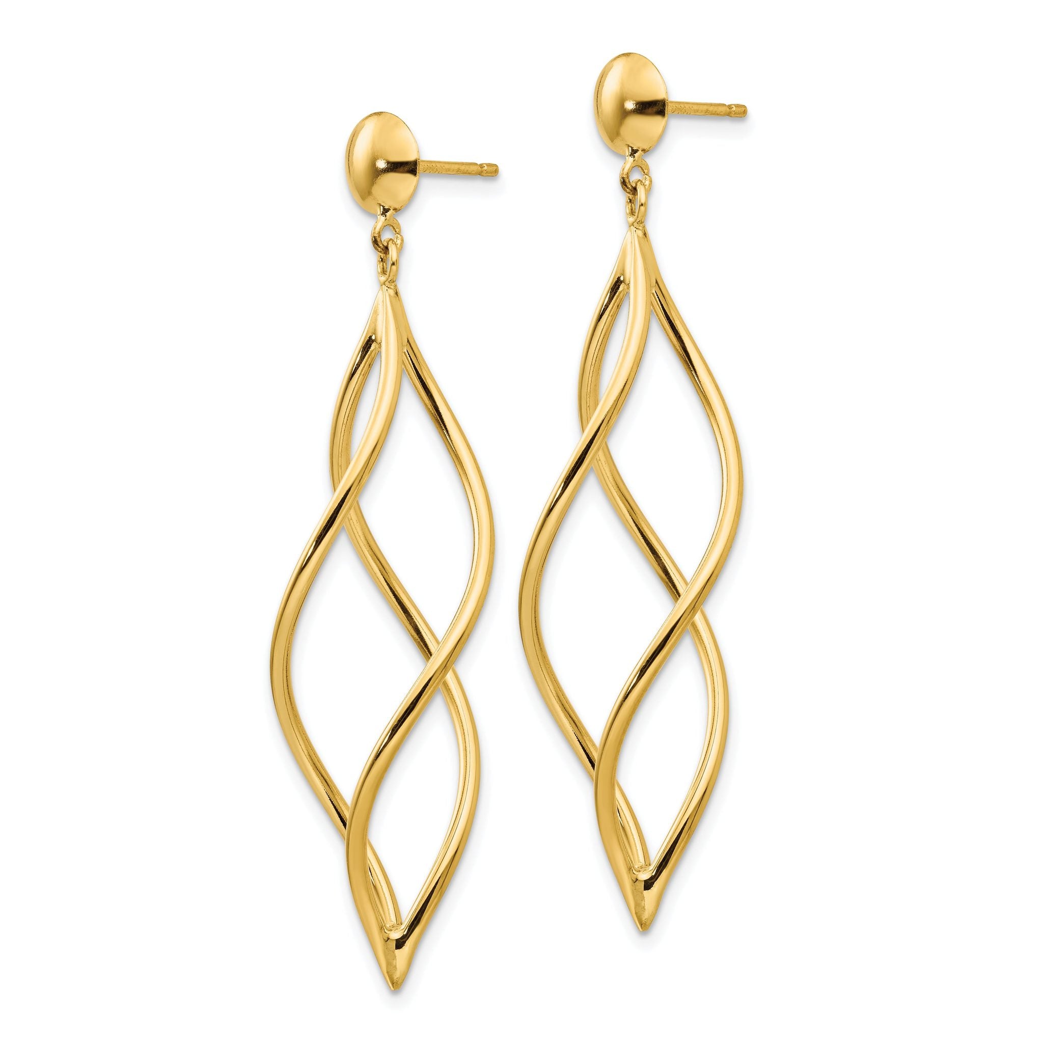 10k Curved Tube Dangle Earrings Secondary image