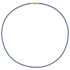14k Yellow Clasp 1.6mm 16 inch Royal Blue Leather Cord Necklace