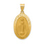 14K Gold Miraculous Medal Hollow Oval Pendant with Polished Finish