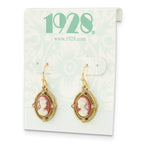 1928 Jewelry Gold-tone Frame Ivory Colored Lady Acrylic Cameo Dangle Earrings