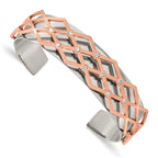 Stainless Steel 16mm Polished Rose IP-plated with Crystal Bangle Bracelet for Women
