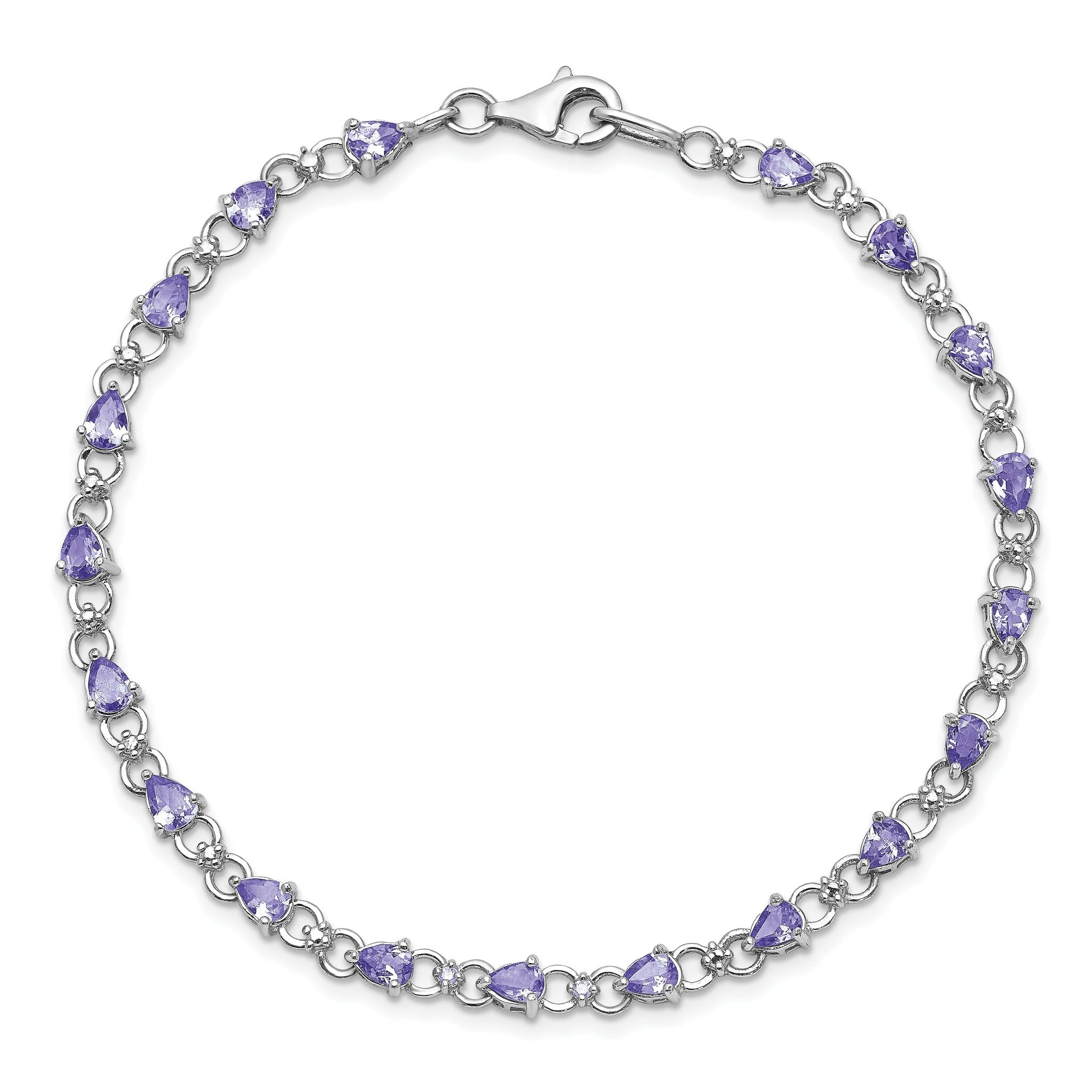 Sterling Silver Rhodium-plated Tanzanite and Diamond Bracelet