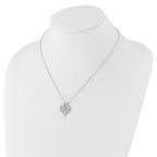 Cheryl M Sterling Silver Rhodium-plated Brilliant-cut CZ MOM Heart 18 Inch Necklace with 2 Inch Extender