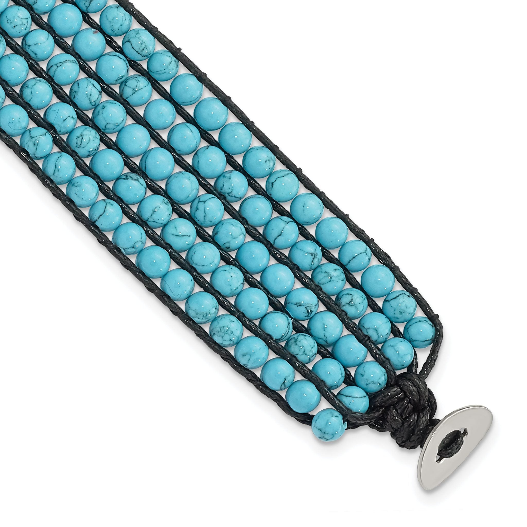 Stainless Steel Black Cord Woven Imitation Turquoise Bracelet Main image
