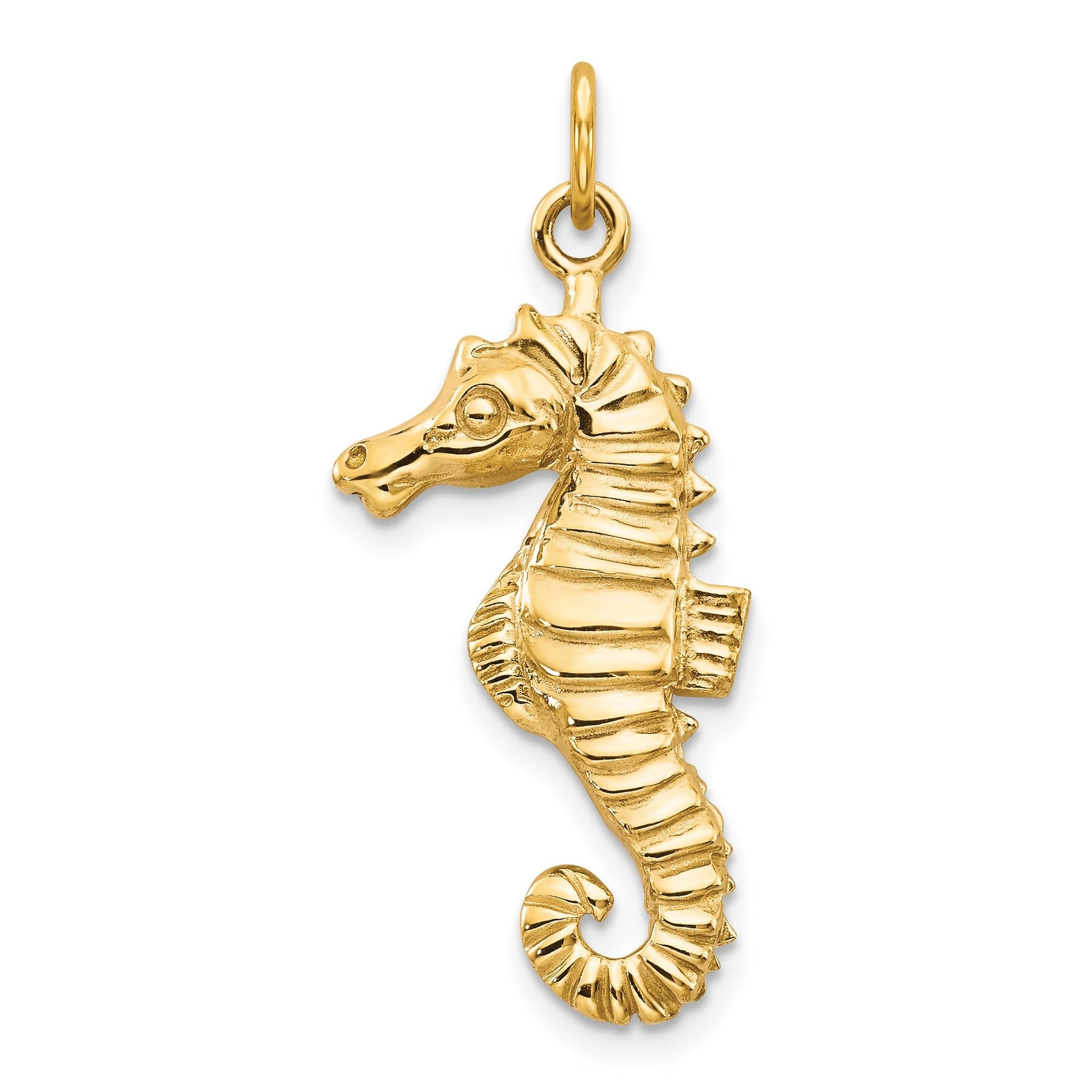 10K Gold Seahorse Pendant with Polished Finish Solid, Themed Design Main image